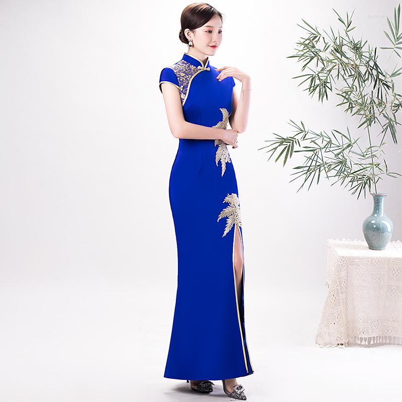 Ethnic Clothing Women Elegant Cheongsam Long Split Fishtail Evening Party Dress Vintage Oriental Mandarin Collar Female Qipao Novelty
Ethnic Clothing Women Elegant Cheongsam Long Split Fishtail Evening Party Dress Vintage Oriental Mandarin Collar Female Qipao Novelty