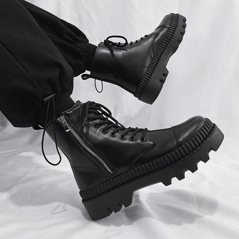 new Martin Boots Large British style high top leather boots Fashion side zipper Autumn and winter boot Men's shoes, Black
new Martin Boots Large British style high top leather boots Fashion side zipper Autumn and winter boot Men's shoes, Black