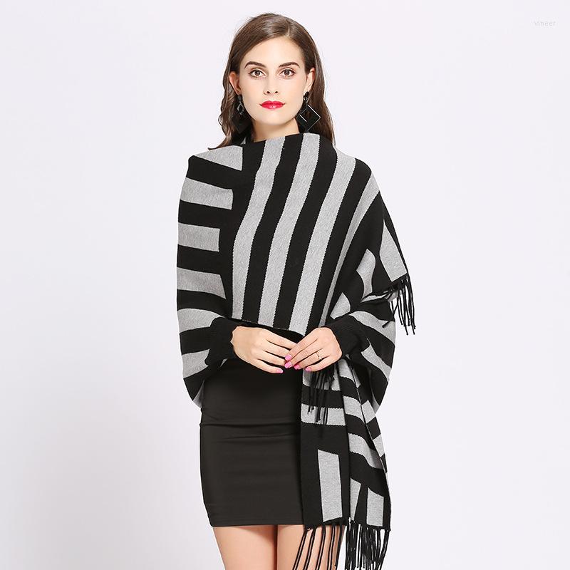 Scarves S Korean Style Oversized Large Stripe Fringe Poncho Capes Thickened Autumn Winter Knit Wraps Shawls With Sleeves
Scarves S Korean Style Oversized Large Stripe Fringe Poncho Capes Thickened Autumn Winter Knit Wraps Shawls With Sleeves