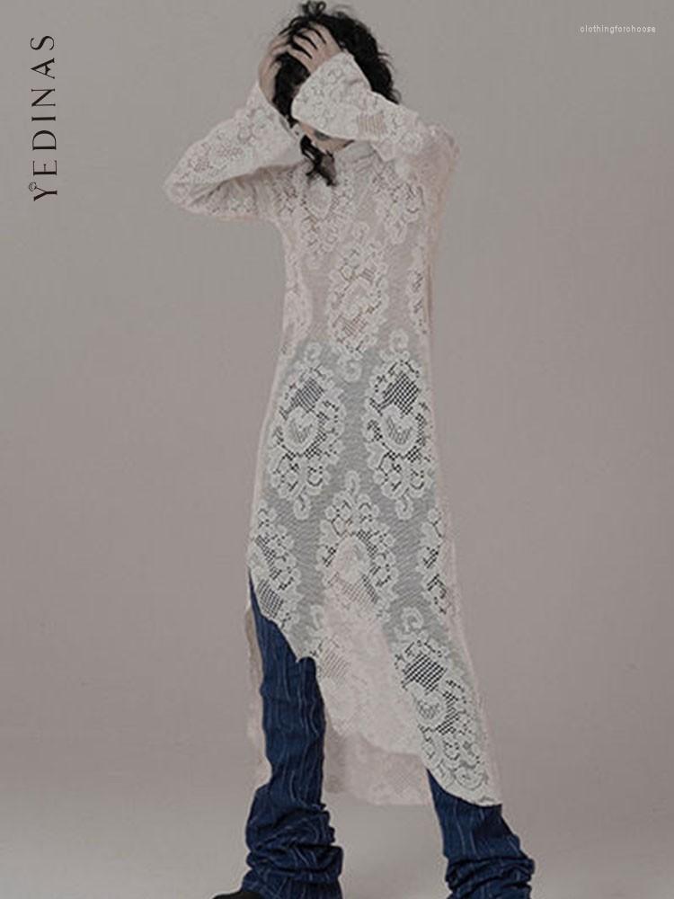 Casual Dresses Yedinas Half High Collar White Lace Dress Women Long Sleeve Vintage Asymmetrical Irregular Y2k Korean Style Gothic Vestidos
Casual Dresses Yedinas Half High Collar White Lace Dress Women Long Sleeve Vintage Asymmetrical Irregular Y2k Korean Style Gothic Vestidos