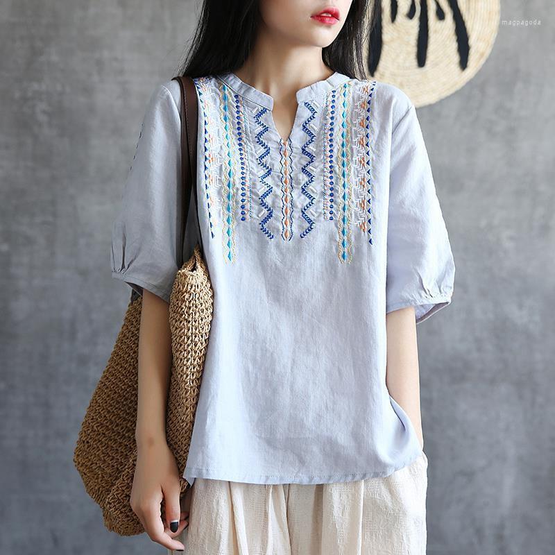 Ethnic Clothing Short Sleeve Tops Cotton Vintage Blouse Embroidery High Quality Ladies Summer Casual Loose White Shirts For Women Hanfu G351
Ethnic Clothing Short Sleeve Tops Cotton Vintage Blouse Embroidery High Quality Ladies Summer Casual Loose White Shirts For Women Hanfu G351