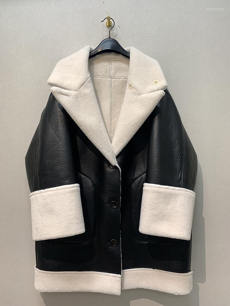 Women' Fur Double Face Wear Faux Coat Winter Jacket Women PU Leather Motorcycle Jackets Female Vintage Black Warm Coats, White
Women' Fur Double Face Wear Faux Coat Winter Jacket Women PU Leather Motorcycle Jackets Female Vintage Black Warm Coats, White