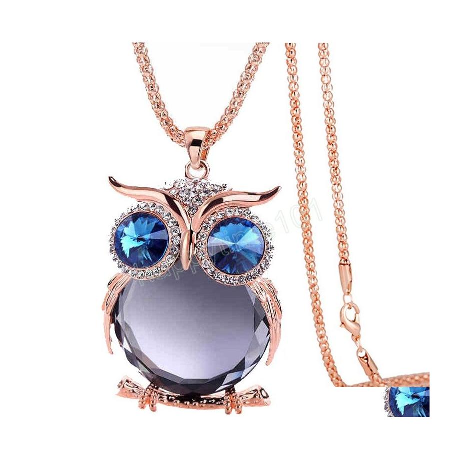 Pendant Necklaces Women Crystal Owl Necklaces Rose Gold Sier Gray Blue Opal Animal Pendant Long Necklace Fashion Design Popcorn Swea Dhgnz
Pendant Necklaces Women Crystal Owl Necklaces Rose Gold Sier Gray Blue Opal Animal Pendant Long Necklace Fashion Design Popcorn Swea Dhgnz