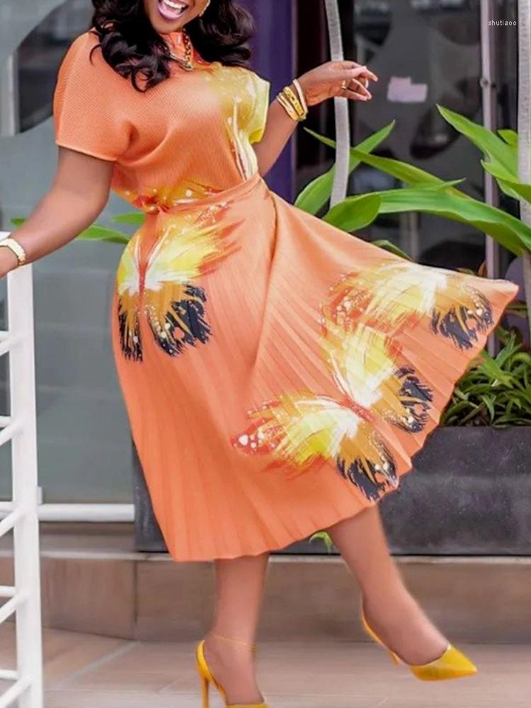 Work Dresses Women Two Pieces Set Short Sleeves Tops With Pleated Skirt Large Size Ladies Female African Elegant Classy Casual Fashion, Orange
Work Dresses Women Two Pieces Set Short Sleeves Tops With Pleated Skirt Large Size Ladies Female African Elegant Classy Casual Fashion, Orange
