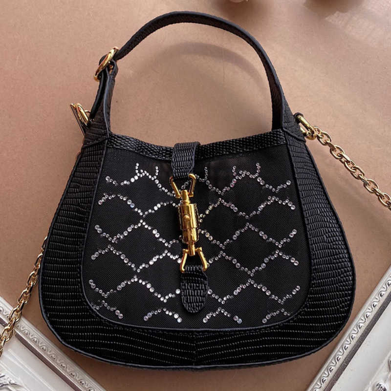 Shoulder Bags Jackie Axillary designer Chain Handbag Purse Fashion Crystal Letters Lizard Skin Genuine Leather Hollow Out Mesh Gold Metal Lock, Black
Shoulder Bags Jackie Axillary designer Chain Handbag Purse Fashion Crystal Letters Lizard Skin Genuine Leather Hollow Out Mesh Gold Metal Lock, Black