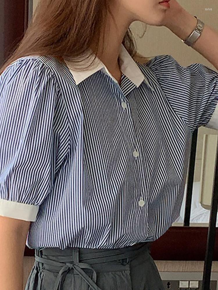 Women' Blouses VONDA Stylish Stripe Printed Women Lapel Bohemian Short Puff Sleeve Shirts 2022 Summer Button Casual Party Tunic Top, Blue
Women' Blouses VONDA Stylish Stripe Printed Women Lapel Bohemian Short Puff Sleeve Shirts 2022 Summer Button Casual Party Tunic Top, Blue