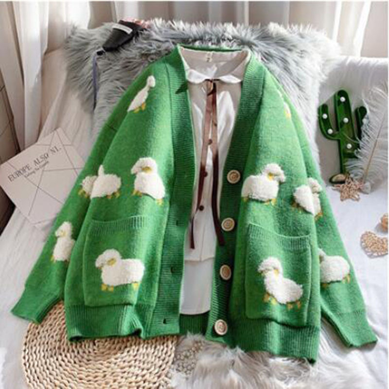 Women's Knits Tees Autumn Winter Fashion Korean Style Women Casual Sweater and Cardigans Long Sleeve V neck Button Up Oversized Jacket 221206
