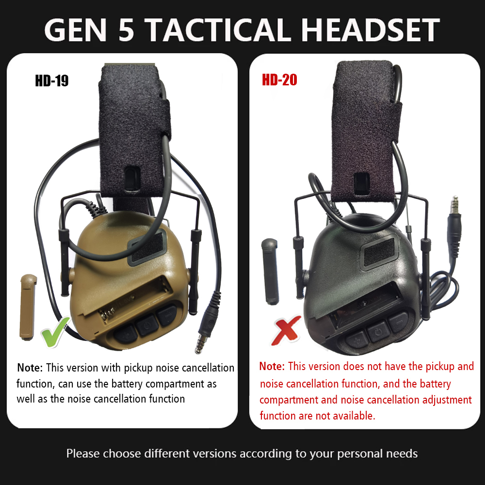 GEN 5 Tactical Headset Military Hunting Shooting Noise Cancelling Headphones for FAST Helmet OPS Wendy MLOK Arc Headset 221207