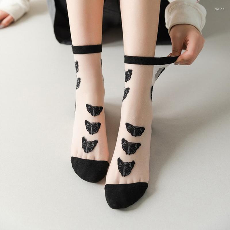 Women Socks 1 Pair Ultra Thin Ankle Elastic Summer Transparent Glass Silk Butterfly Flower Cute Short
Women Socks 1 Pair Ultra Thin Ankle Elastic Summer Transparent Glass Silk Butterfly Flower Cute Short