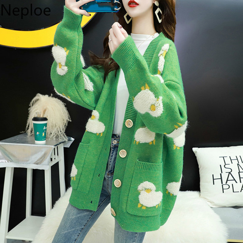 Women's Knits Tees Autumn Winter Fashion Korean Style Women Casual Sweater and Cardigans Long Sleeve V neck Button Up Oversized Jacket 221206