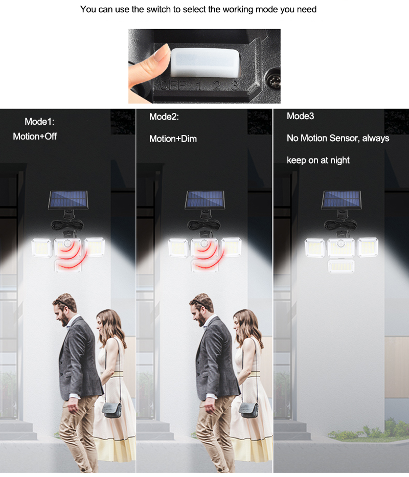 Solar Wall Lights With Remote Control PIR Motion Sensor 333LED Waterproof Spotlight Exterior Garage Lighting