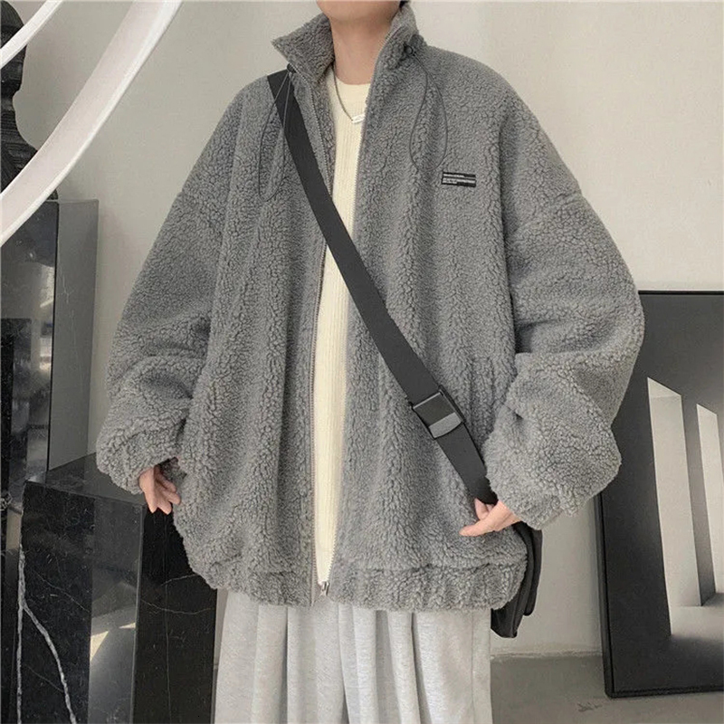 Men's Jackets Jacket Lamb Polar fleece Loose Trend Man Trench Coat Warm Zipper Men Clothing Winter Windbreaker 221206, Black
Men's Jackets Jacket Lamb Polar fleece Loose Trend Man Trench Coat Warm Zipper Men Clothing Winter Windbreaker 221206, Black