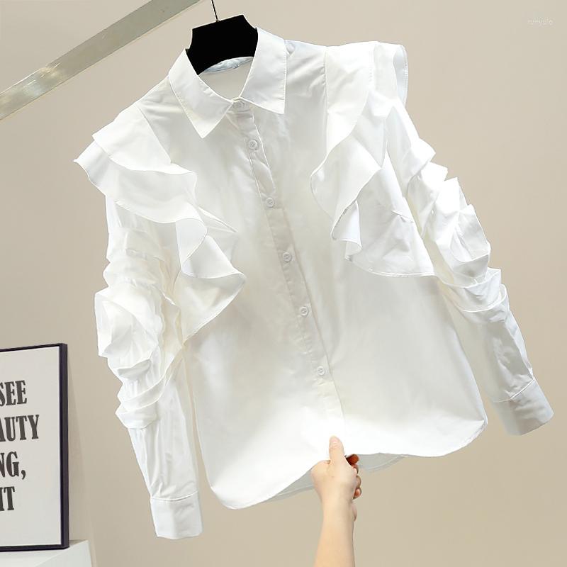 Women' Blouses Fashion Button Up 3D Flower Blouse Woman Chic Patchwork Ruffles Tops Long Sleeve Designed Shirts Spring Ladies, White
Women' Blouses Fashion Button Up 3D Flower Blouse Woman Chic Patchwork Ruffles Tops Long Sleeve Designed Shirts Spring Ladies, White