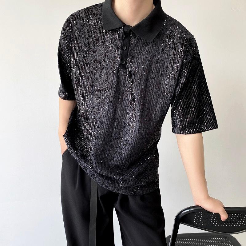 Men's T Shirts 2022 Summer Korean Style Unique Sequins Lapel Design Velvet T-shirts Men Casual Loose Tee For Size -XL, Black
Men's T Shirts 2022 Summer Korean Style Unique Sequins Lapel Design Velvet T-shirts Men Casual Loose Tee For Size -XL, Black