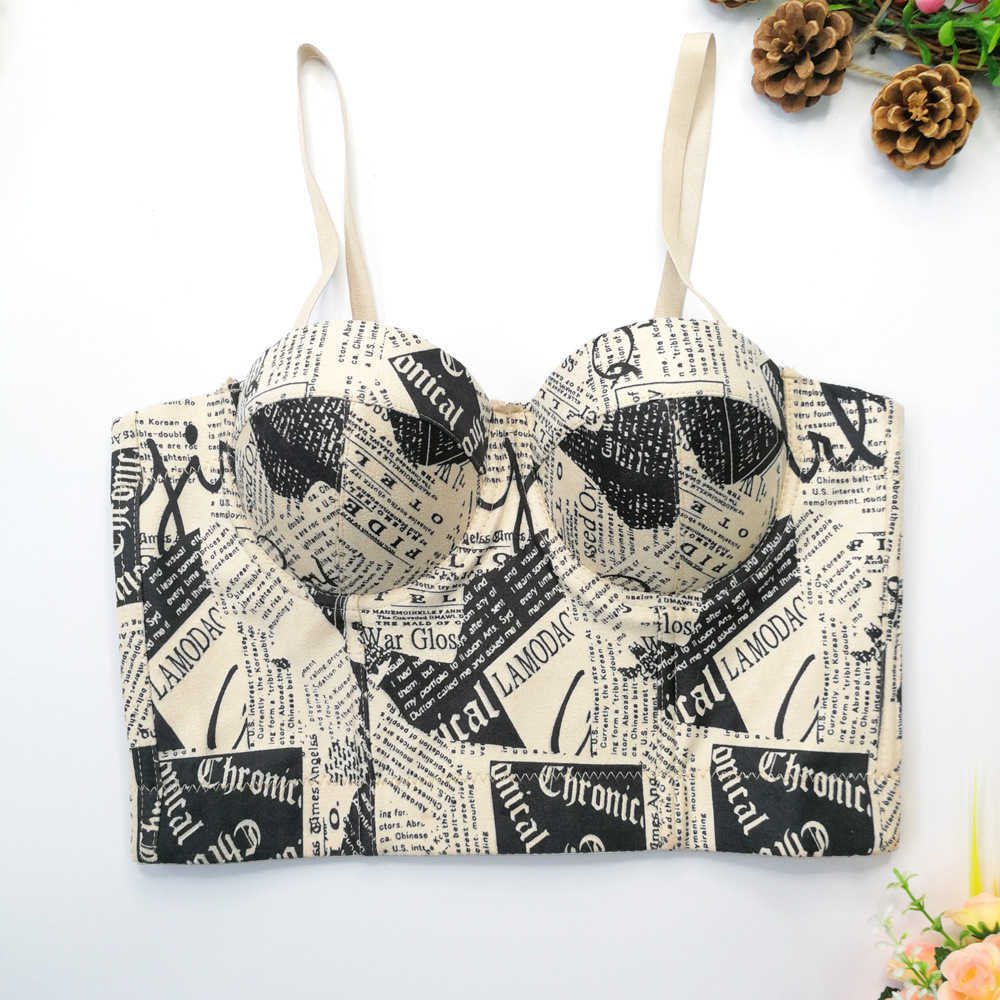 Velvet leather suspender female English newspaper pattern printed blouse underwear free short nightclub bungee bra, Khaki
Velvet leather suspender female English newspaper pattern printed blouse underwear free short nightclub bungee bra, Khaki
