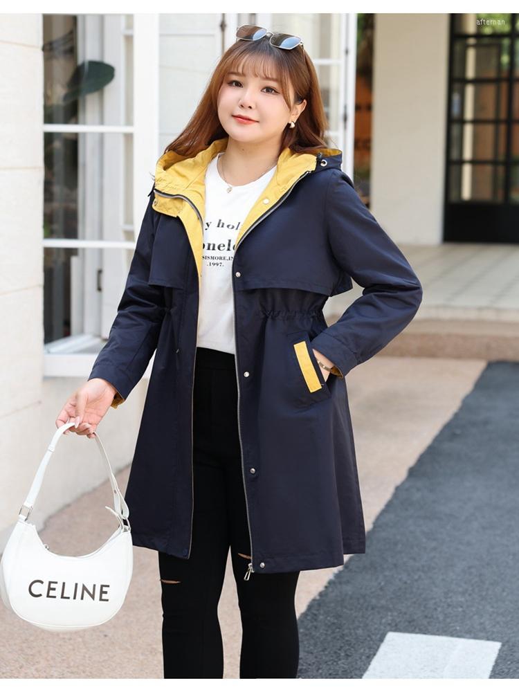 Women's Trench Coats Autumn Plus Size Ladies Casual Windbreaker 9XL 8XL 7XL 6XL Fashion Loose Pocket Zipper Thick Korean Foreign Hooded Long, Navy blue
Women's Trench Coats Autumn Plus Size Ladies Casual Windbreaker 9XL 8XL 7XL 6XL Fashion Loose Pocket Zipper Thick Korean Foreign Hooded Long, Navy blue