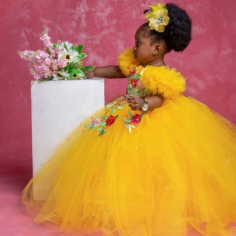 Yellow Flower Girl Dresses Ball Gown Tulle Party Kids Birthday Gowns Beaded Pearls Toddler Pageant Wears, Orange
Yellow Flower Girl Dresses Ball Gown Tulle Party Kids Birthday Gowns Beaded Pearls Toddler Pageant Wears, Orange
