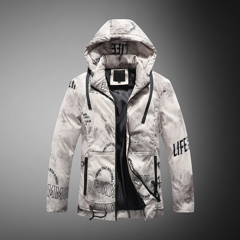 Men's Down Parkas Retro Printed Cotton padded Jacket Winter Thicken Warm Hooded Windbreaker Snow Outerwear Young Male Handsome Padded Coats 221207, Blue 
Men's Down Parkas Retro Printed Cotton padded Jacket Winter Thicken Warm Hooded Windbreaker Snow Outerwear Young Male Handsome Padded Coats 221207, Blue