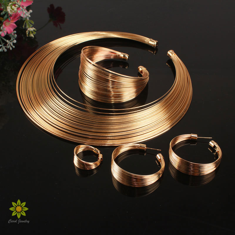 Wedding Jewelry Sets Indian Set Fashion Metal Wire Torques Choker Necklaces Bangle Earrings Ring For Women Dress Gift Bridal Accessories 221207
Wedding Jewelry Sets Indian Set Fashion Metal Wire Torques Choker Necklaces Bangle Earrings Ring For Women Dress Gift Bridal Accessories 221207