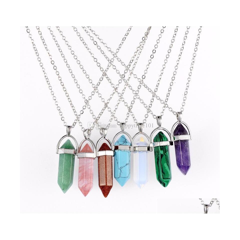 Pendant Necklaces Fashion Sier Plated 20Colors Crystal Necklace Opal Turquoise Natural Stone Quartz Necklaces Jewelry Stainless Stee Dhjz2
Pendant Necklaces Fashion Sier Plated 20Colors Crystal Necklace Opal Turquoise Natural Stone Quartz Necklaces Jewelry Stainless Stee Dhjz2