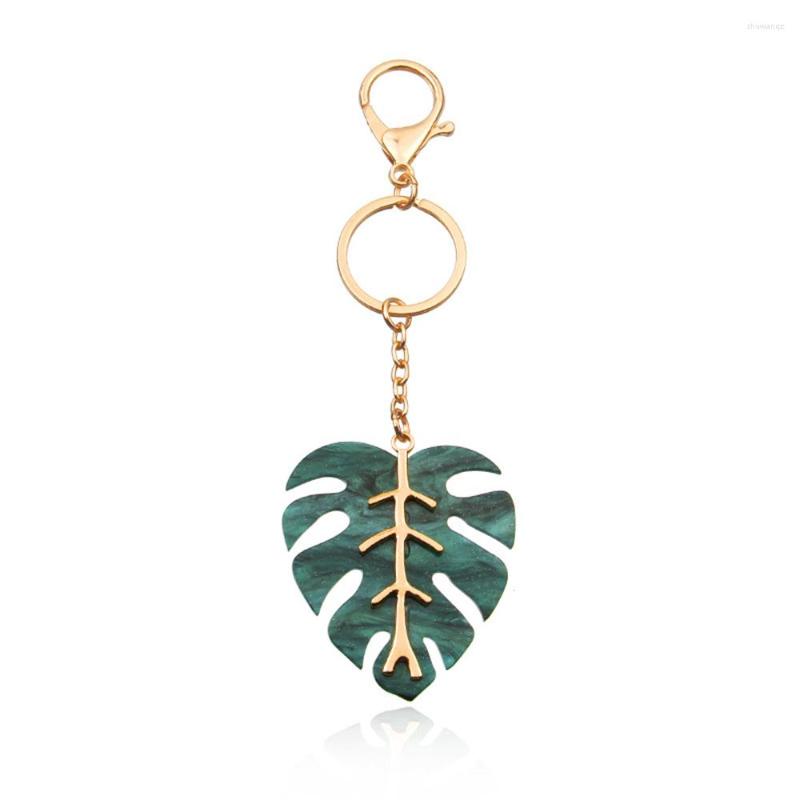 

Keychains Creative Acrylic Green Leaf Shape Keychain Zinc Alloy Key Chain Car Keyring Pendant Bag Accessories Party Holiday Gifts Souvenir