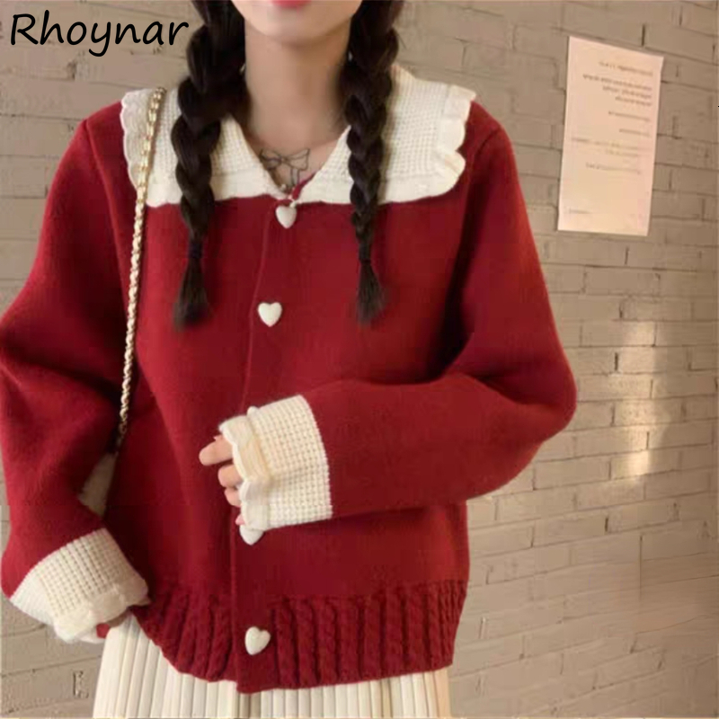 Women' Knits Tees Cardigan Women Patchwork Peter Pan Collar Heart Design Lovely College Casual Young Cozy Stylish Fashion Retro Japanese Ulzzang 221206, Beige
Women' Knits Tees Cardigan Women Patchwork Peter Pan Collar Heart Design Lovely College Casual Young Cozy Stylish Fashion Retro Japanese Ulzzang 221206, Beige