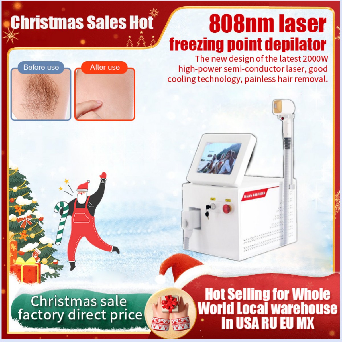 2023 Christmas special Laser Machine 755nm 808nm 1064nm 3 Wavelength Diode Hair Removal Machine for salon
2023 Christmas special Laser Machine 755nm 808nm 1064nm 3 Wavelength Diode Hair Removal Machine for salon