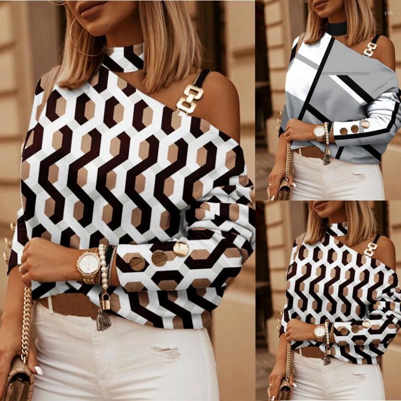 Women' Polos Women' Autumn 2022 Diagonal Shoulder Chain Decorative Pullover Casual Long Sleeve Shirt Neck Print Button Top 
Women' Polos Women' Autumn 2022 Diagonal Shoulder Chain Decorative Pullover Casual Long Sleeve Shirt Neck Print Button Top