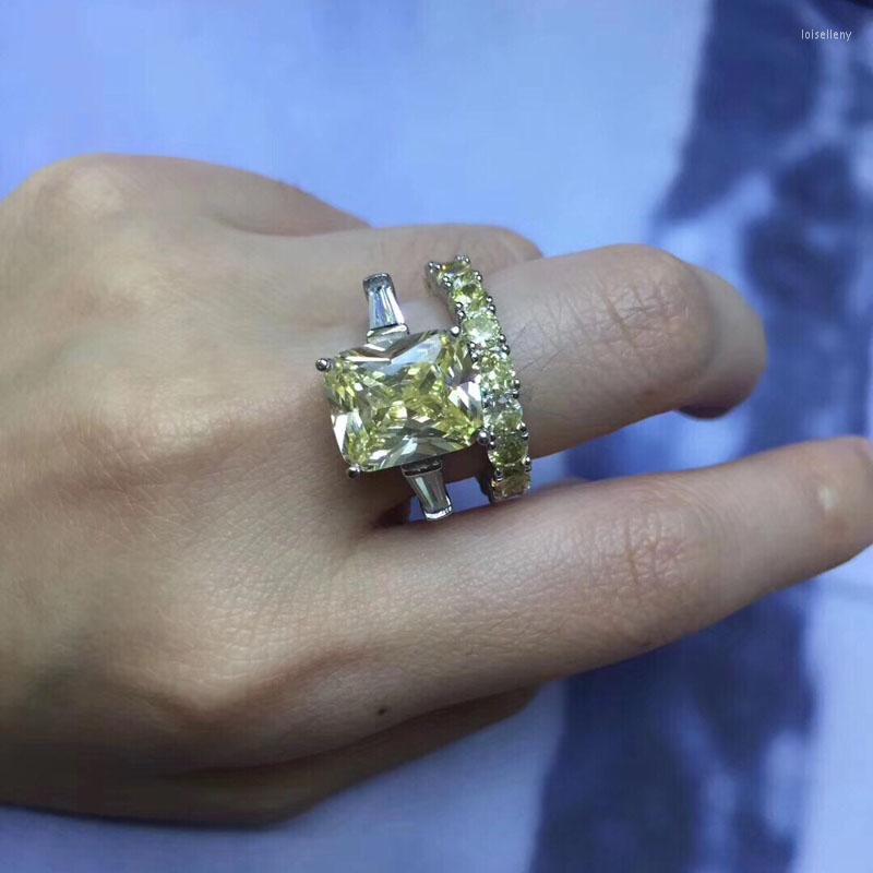 Cluster Rings Baoyocn Real 925 Sterling Silver Big Cubic Zirconia Yellow White Rectangle Double Ring Women Wedding Engagement Party Jewelry
Cluster Rings Baoyocn Real 925 Sterling Silver Big Cubic Zirconia Yellow White Rectangle Double Ring Women Wedding Engagement Party Jewelry