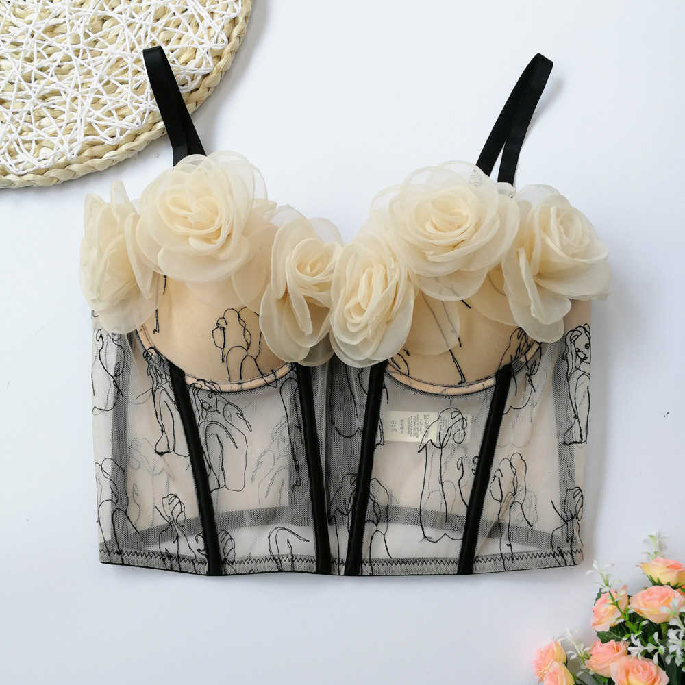 Beautiful head suspender vest embroidered top new perspective one line collar three-dimensional flower bra, Black5
Beautiful head suspender vest embroidered top new perspective one line collar three-dimensional flower bra, Black5