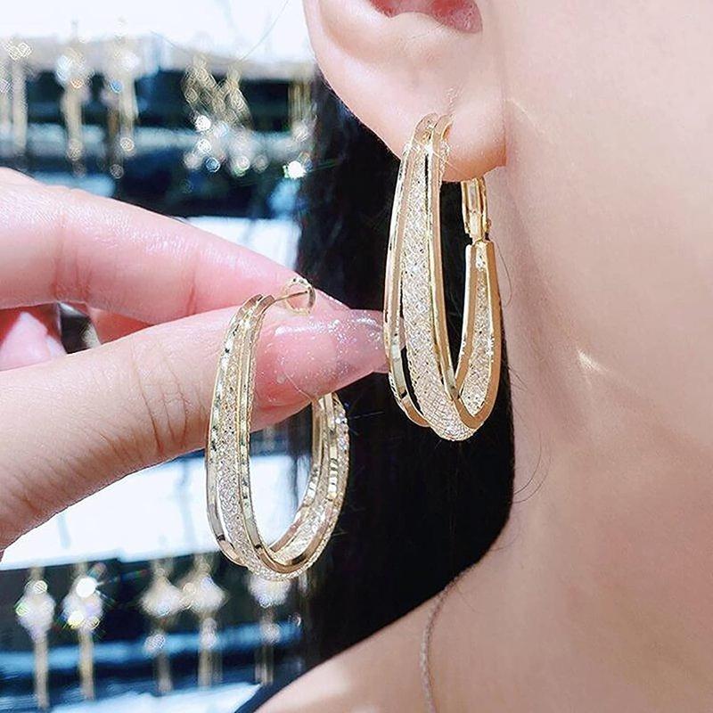 Hoop Earrings Woven Mesh Oval Women Shiny Personality Bright Rhinestone Sparkling Gold Drop Dangle
Hoop Earrings Woven Mesh Oval Women Shiny Personality Bright Rhinestone Sparkling Gold Drop Dangle
