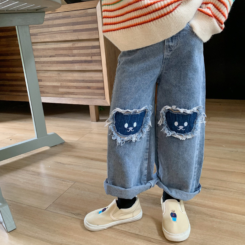 Trousers Autumn Kids Cartoon Embroidery denim pants Girls wide leg cute loose jeans 221207, Beige
Trousers Autumn Kids Cartoon Embroidery denim pants Girls wide leg cute loose jeans 221207, Beige