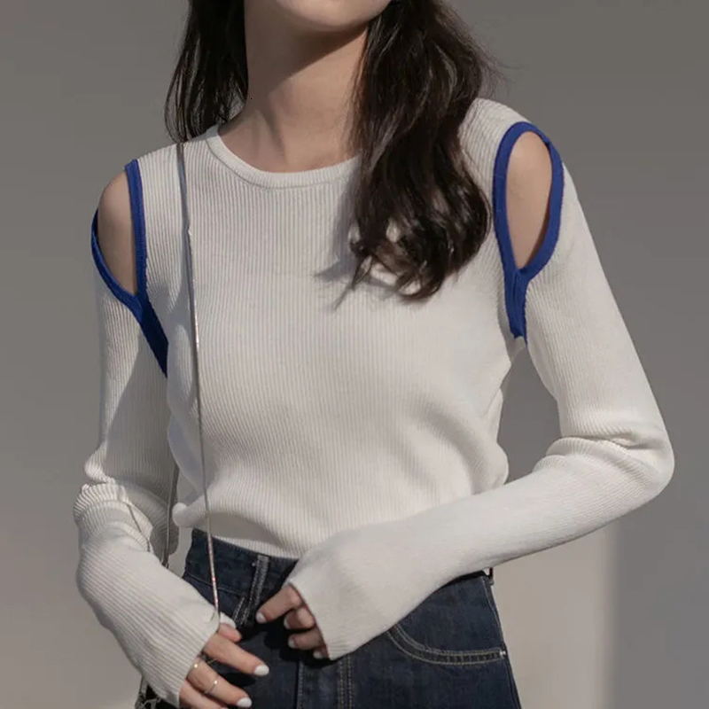 Women Sweaters Lucyever Off Shoulder Knitted Sweater Women Autumn Round Neck Hollow Out Pullovers Woman Korean Long Sleeve Jumper Ladies 221206, White
Women Sweaters Lucyever Off Shoulder Knitted Sweater Women Autumn Round Neck Hollow Out Pullovers Woman Korean Long Sleeve Jumper Ladies 221206, White