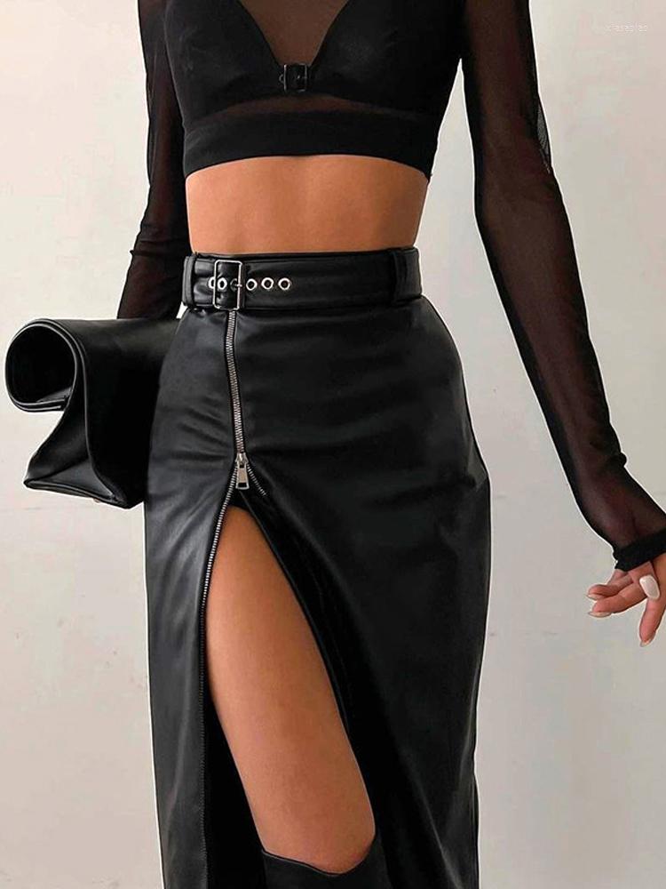 Skirts Women High Waist Pu Leather Black Midi Elegant Autumn Winter Office Bodycon Zipper Slit Skirt Female Y2K Fashion Clothes
Skirts Women High Waist Pu Leather Black Midi Elegant Autumn Winter Office Bodycon Zipper Slit Skirt Female Y2K Fashion Clothes
