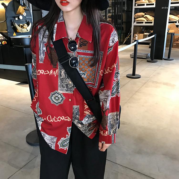 Women's Blouses Hong Kong Style Shirt Women Retro Red Long-sleeved Floral Elegant Loose Long Street Wear Female Spring Autumn 2022
Women's Blouses Hong Kong Style Shirt Women Retro Red Long-sleeved Floral Elegant Loose Long Street Wear Female Spring Autumn 2022