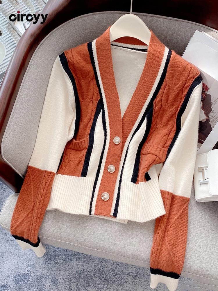 Women Knits Tees Circyy Cropped Cardigan Women Sweater Vintage Fashion V Neck Patchwork Chic Knitted Clothes Casual Warm Autumn Winter Coat 221206, Coffee
Women Knits Tees Circyy Cropped Cardigan Women Sweater Vintage Fashion V Neck Patchwork Chic Knitted Clothes Casual Warm Autumn Winter Coat 221206, Coffee