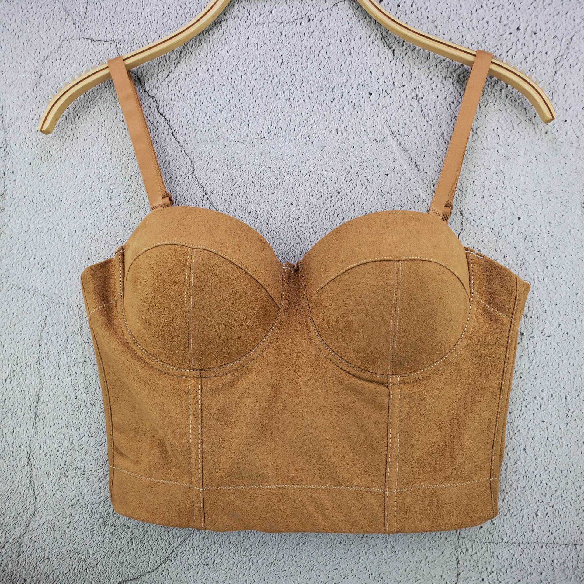 2018 leather cashmere vest solid color short vest exposed navel bra women's top style versatile sling, Red
2018 leather cashmere vest solid color short vest exposed navel bra women's top style versatile sling, Red