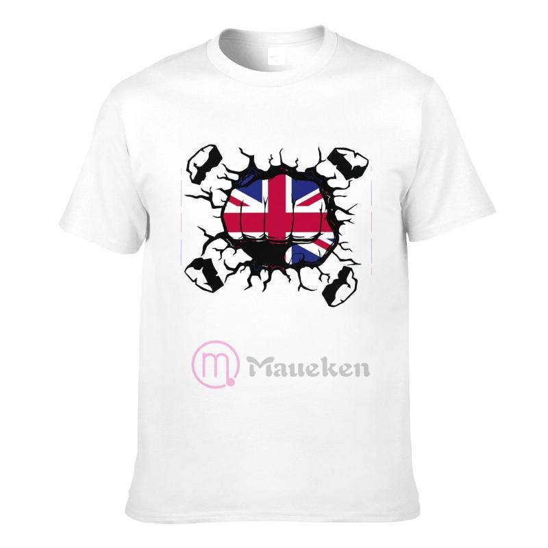 

Men's T Shirts United Kingdom Fist Punch Break Wall Flag Country World Nation Map Sign Men Women Clothing T-Shirt Hip Hop Tops Cotton TeesMe, White