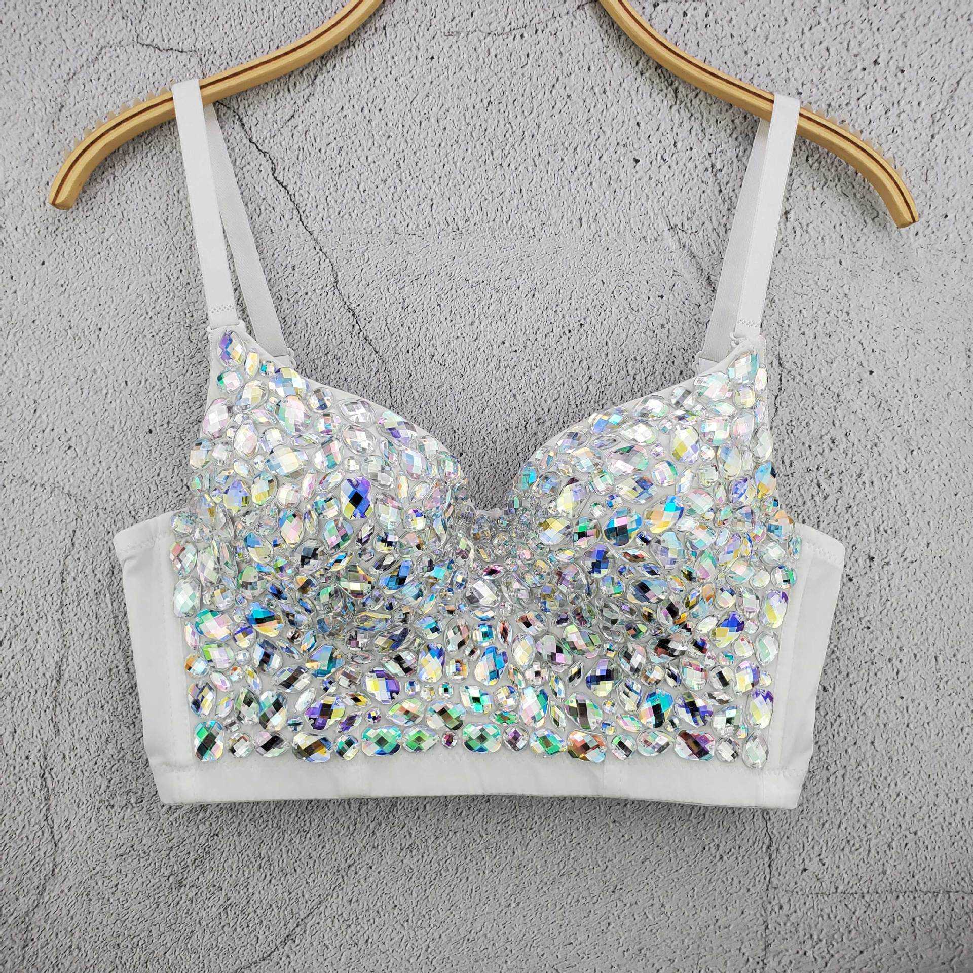 personality show thin acrylic open back dazzle color short wear suspender vest bra top female, White
personality show thin acrylic open back dazzle color short wear suspender vest bra top female, White