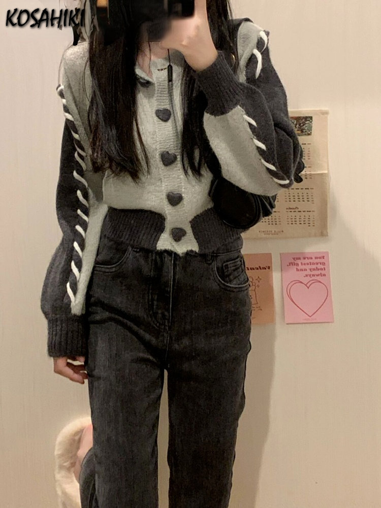 Women s Knits Tees Y2k Aesthetic Harajuku Vintage Fashion Autumn Sweater Patchwork Heart Button Cardigan Femme Contrast Color Crop Tops 221206, Sky blue
Women s Knits Tees Y2k Aesthetic Harajuku Vintage Fashion Autumn Sweater Patchwork Heart Button Cardigan Femme Contrast Color Crop Tops 221206, Sky blue