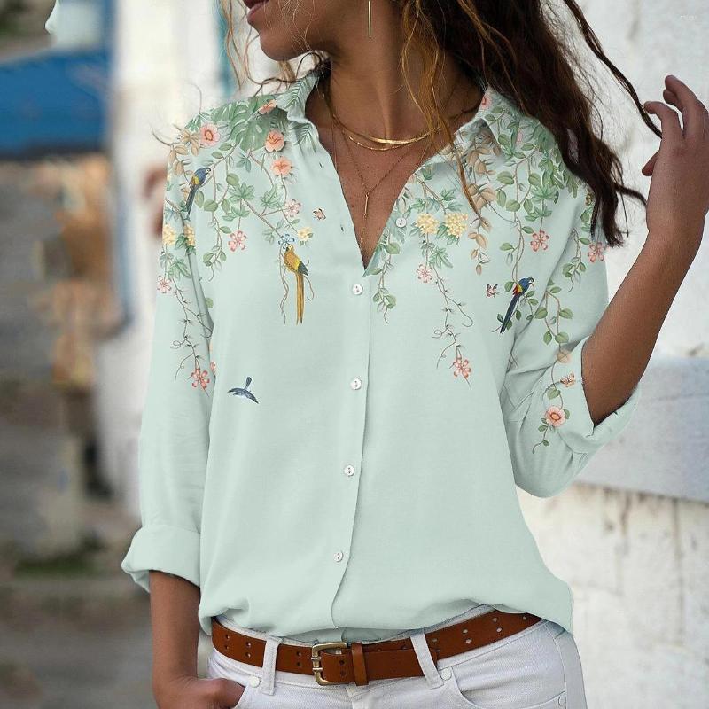 Women' Blouses Fashion Women Shirt Casual Long-Sleeved Shirts Floral Print Spring Autumn Lapel Single Breasted Female Clothing, Green
Women' Blouses Fashion Women Shirt Casual Long-Sleeved Shirts Floral Print Spring Autumn Lapel Single Breasted Female Clothing, Green
