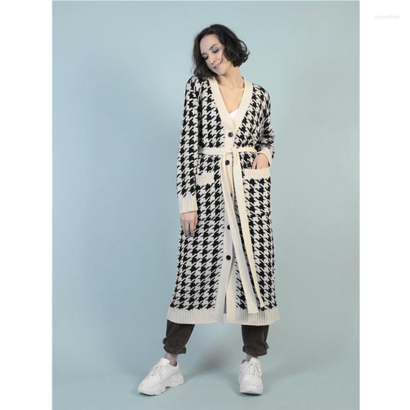 Women' Knits Women Casual Long Knitted Cardigan Houndstooth Print Sleeve Coat With Pockets And Waist Belt Vintage Winter Loose Sweater, Green
Women' Knits Women Casual Long Knitted Cardigan Houndstooth Print Sleeve Coat With Pockets And Waist Belt Vintage Winter Loose Sweater, Green