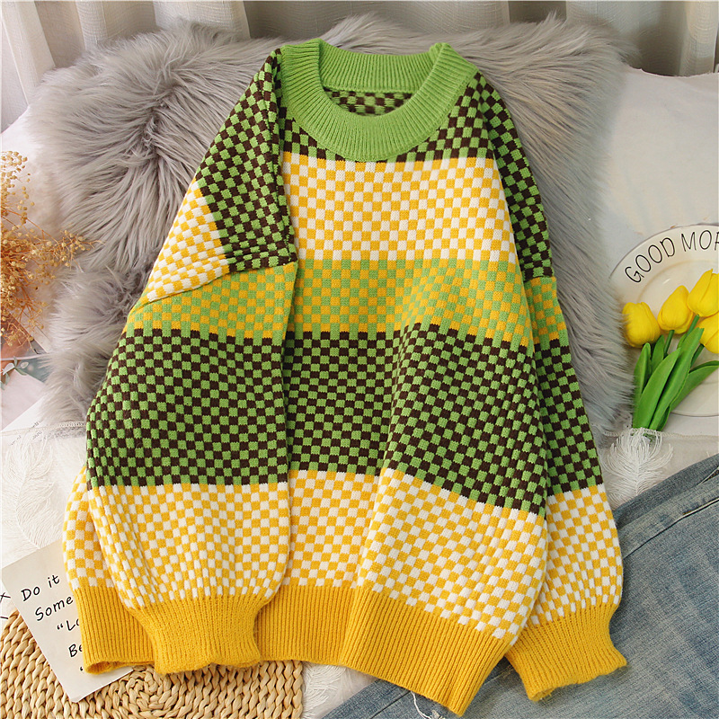 Women s Sweater Sweater Plaid O Neck Pullover Knitted Striped Splice Fashion Jumper Long Sleeve Crop Top Autumn Winter A0016 221206, Yellow
Women s Sweater Sweater Plaid O Neck Pullover Knitted Striped Splice Fashion Jumper Long Sleeve Crop Top Autumn Winter A0016 221206, Yellow