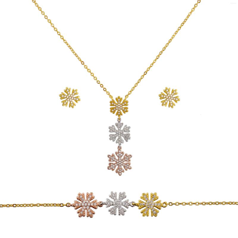 Necklace Earrings Set Fashion Classic Cute Snowflake Earring Dubai European Zircon Girl Wedding Bridal Party Jewelry For Gift, Picture shown
Necklace Earrings Set Fashion Classic Cute Snowflake Earring Dubai European Zircon Girl Wedding Bridal Party Jewelry For Gift, Picture shown