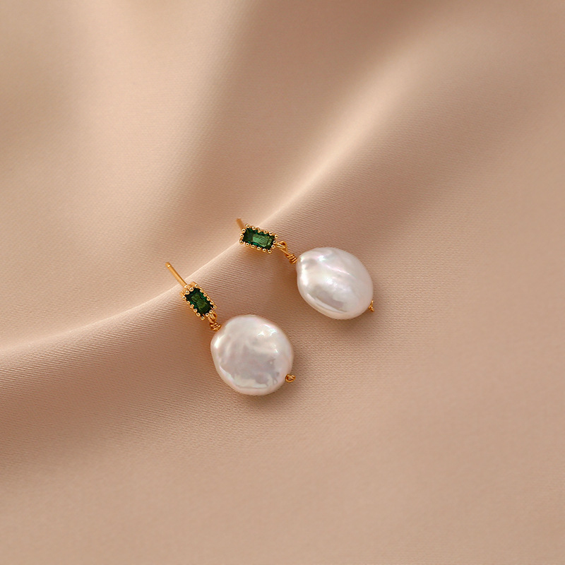Baroque Vintage Freshwater Pearl Charm Earrings 925 Sterling Silver Post Earring for Women