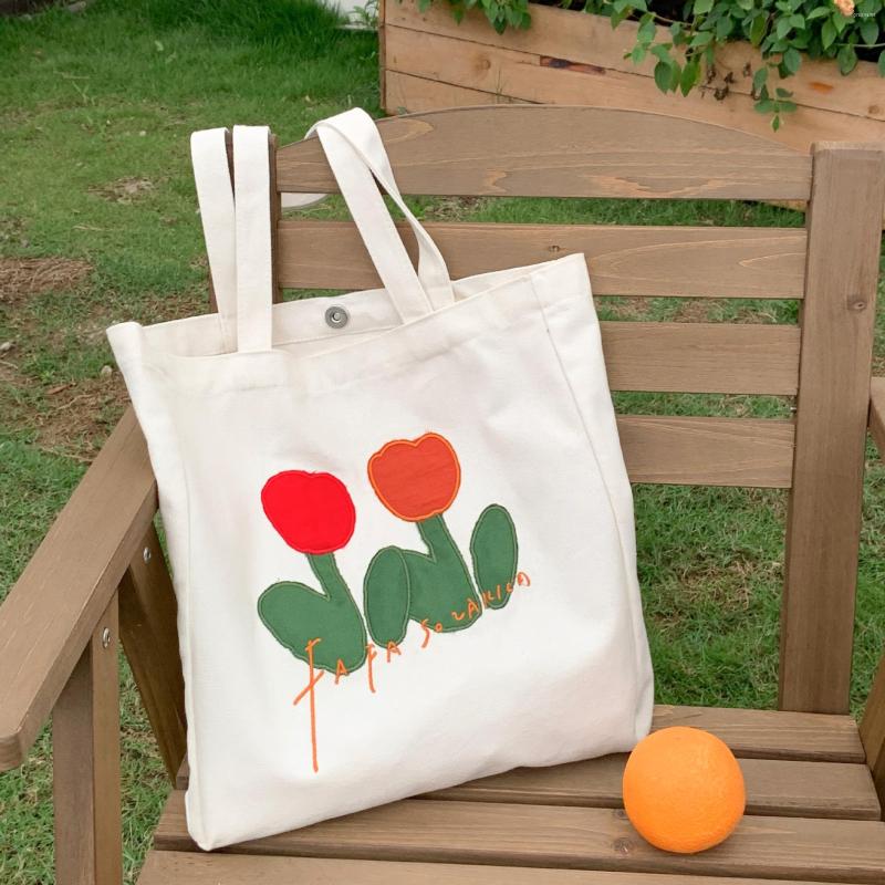 Evening Bags Embroidered Tulips Women's Large Capacity Tote Shoulder Bag Cute Flower Female Canvas Shopping Student Girls Book Handbags
Evening Bags Embroidered Tulips Women's Large Capacity Tote Shoulder Bag Cute Flower Female Canvas Shopping Student Girls Book Handbags