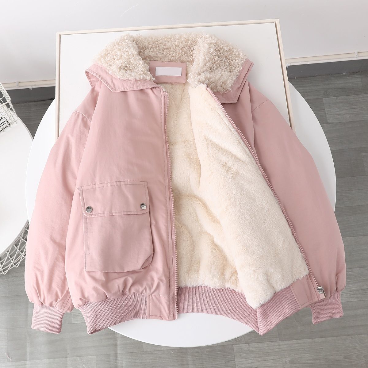 Women s Down Parkas Autumn And Winter Plus Velvet Liner Candy colored Tooling Loose Coat Collar Wool Imitation Lamb Student Jacket 221206, Pink
Women s Down Parkas Autumn And Winter Plus Velvet Liner Candy colored Tooling Loose Coat Collar Wool Imitation Lamb Student Jacket 221206, Pink