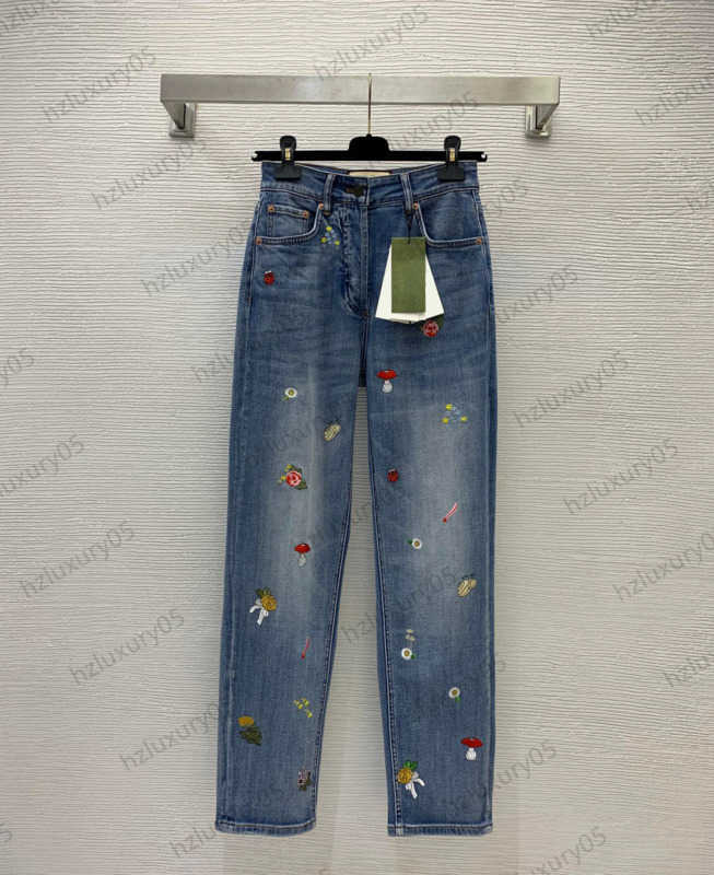 Jeans Women Washed Denim Cotton Fabric Mushroom Flower Embroidery Jean Trousers High-waisted Slimming Straight Elastic Pants Luxury Brand Womens Clothing 1970
Jeans Women Washed Denim Cotton Fabric Mushroom Flower Embroidery Jean Trousers High-waisted Slimming Straight Elastic Pants Luxury Brand Womens Clothing 1970