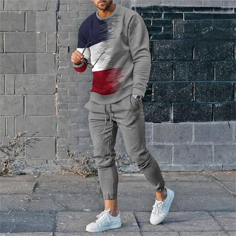 Men's Tracksuits Fall Tracksuit Men's Long Sleeve T-Shirt Trousers Set 2 Piece Suit Jogger Trend Streetwear Oversized Daily Male Outfit