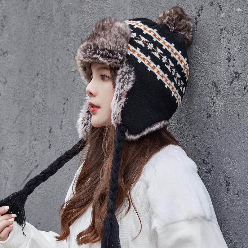 Berets Winter Russian Ushanka Hats Women's Warm Snow Earflap Peruvian Beanie With Fur Pompom Red Wool Knit Windproof Bomber Trapper Cap, Black
Berets Winter Russian Ushanka Hats Women's Warm Snow Earflap Peruvian Beanie With Fur Pompom Red Wool Knit Windproof Bomber Trapper Cap, Black